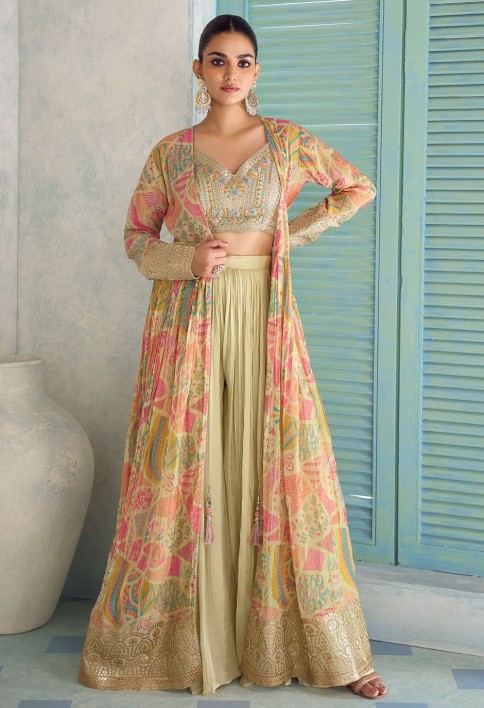 Dainty Beige Embroidered Chinon Salwar Kameez